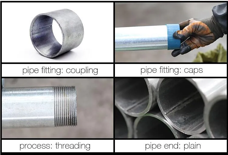 1/2 Inch - 8 Inch BS 1387 Light / Medium Grade Hot DIP Galvanized ERW Steel Pipe and Tube