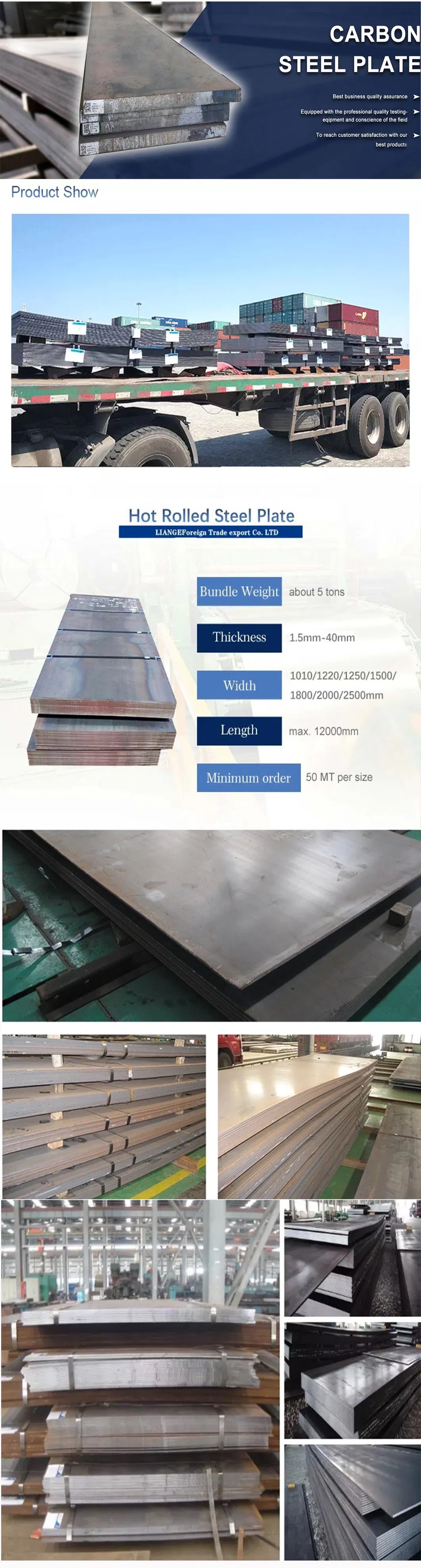 1mm 3mm 6mm 10mm 20mm ASTM A36 Q235 Q345 Ss400 Mild Carbon Steel Sheet
