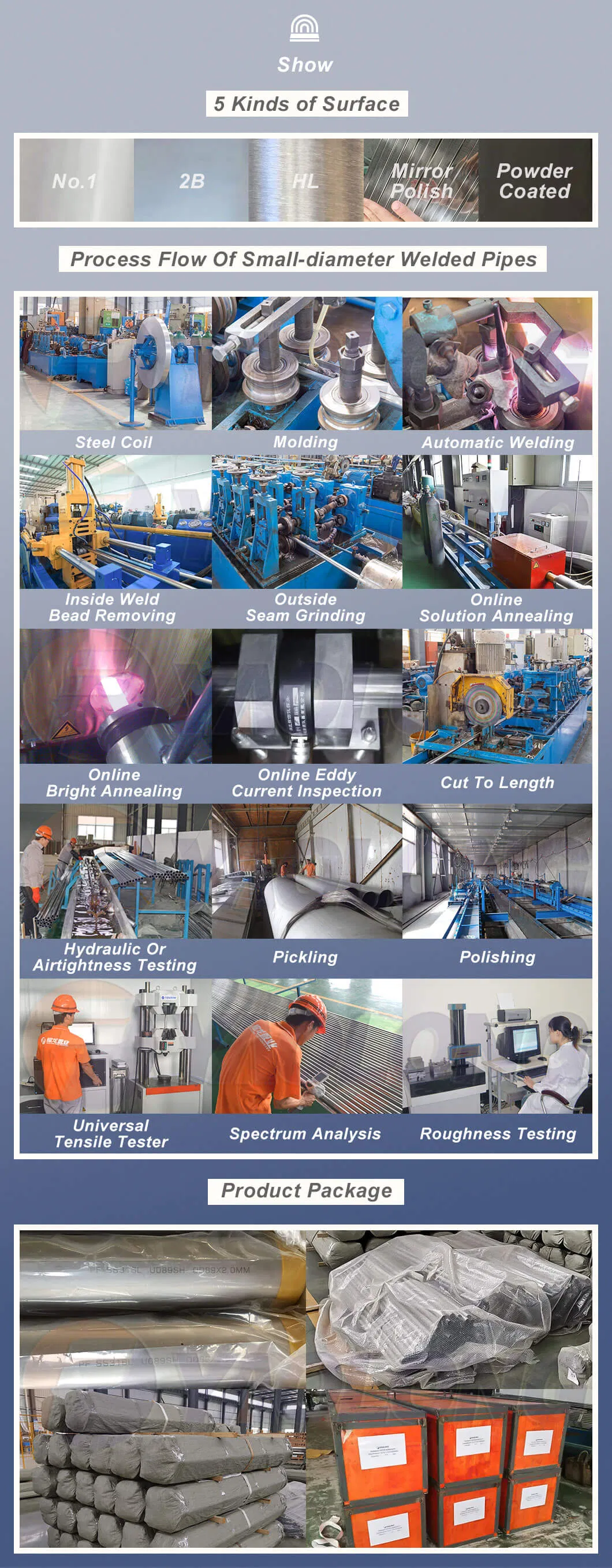 304L 316L Stainless Steel Sanitary Round Pipe with Inside Welded Beam Removed