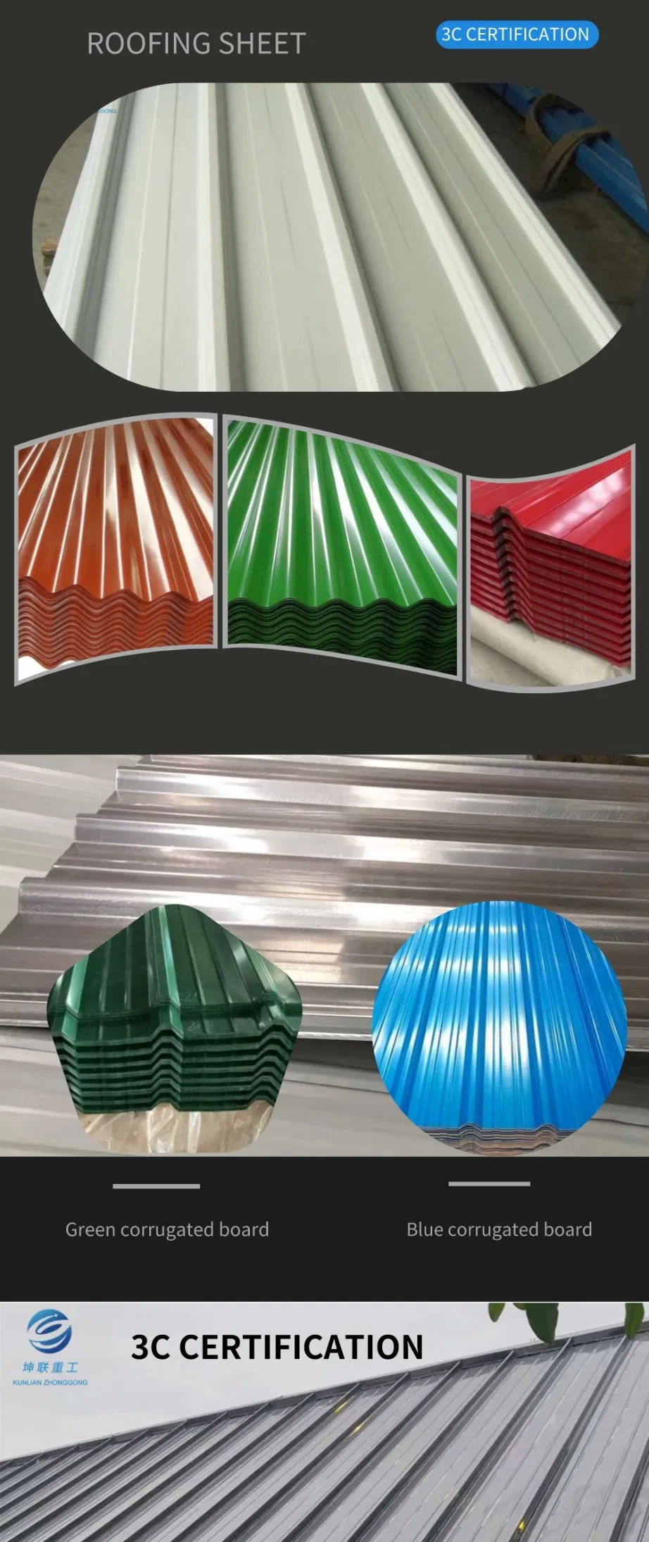 Galvalume/Galvanized Corrugated Gi Roofing Steel Sheet Dx52D Building Metal Roof Sheet for Construction