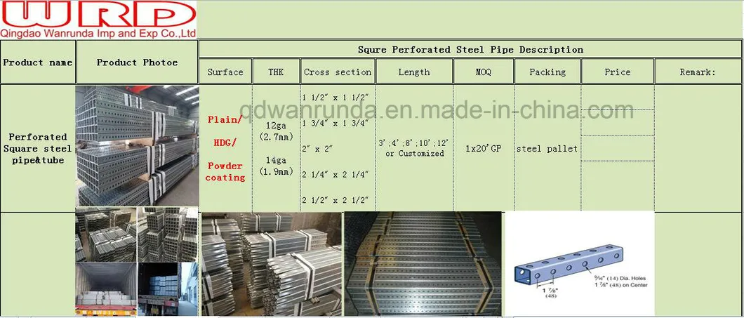 Galvanized Square Perforated Pipe