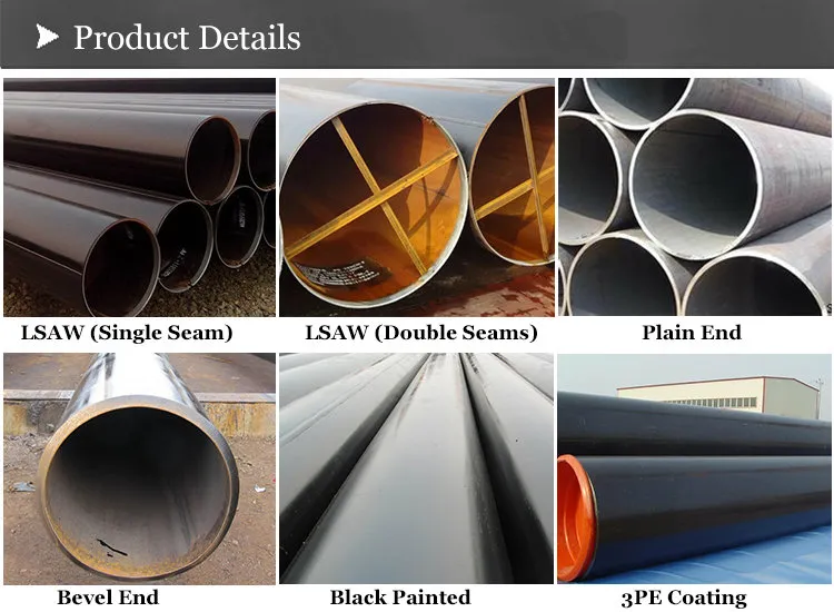 Large Diameter Thick Wall API 5L X52, X65m Psl2 Oil Transmission Pipeline LSAW Welded Steel Pipe