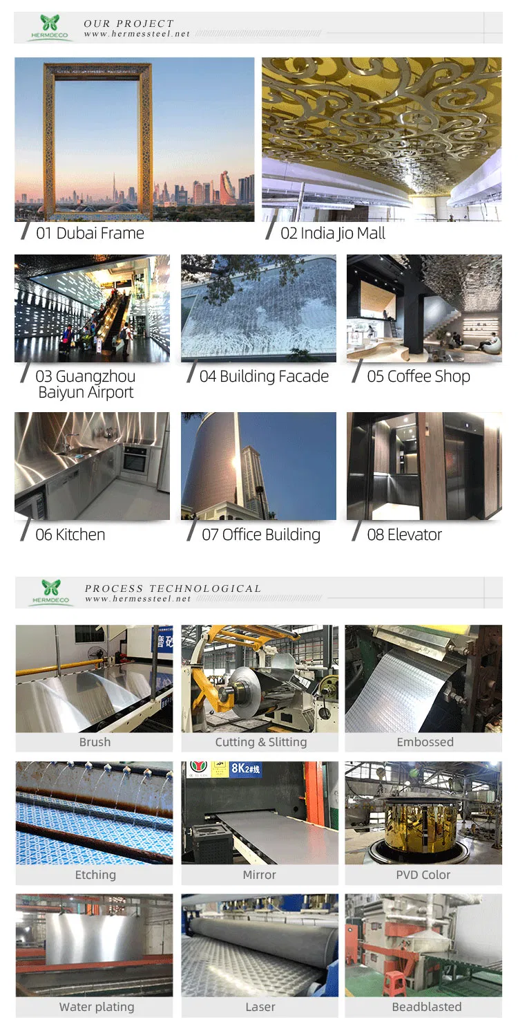 Metal Manufacturer 304 PVD Stainless Steel Sheet for Door Frame From China