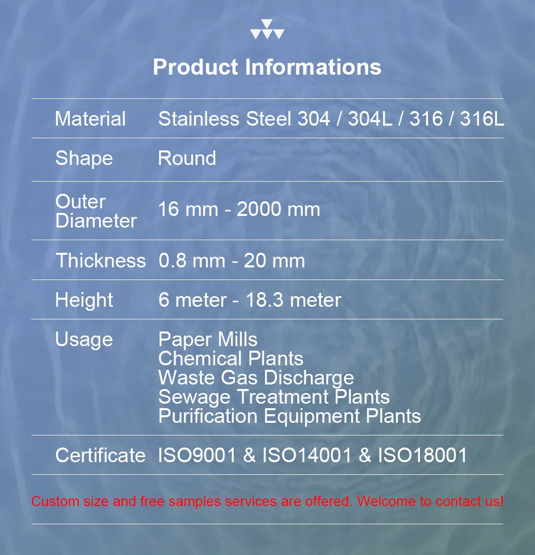 Pickled 324mm to 2000mm Dia 304 304L 316 316L Ss Welded Pipe