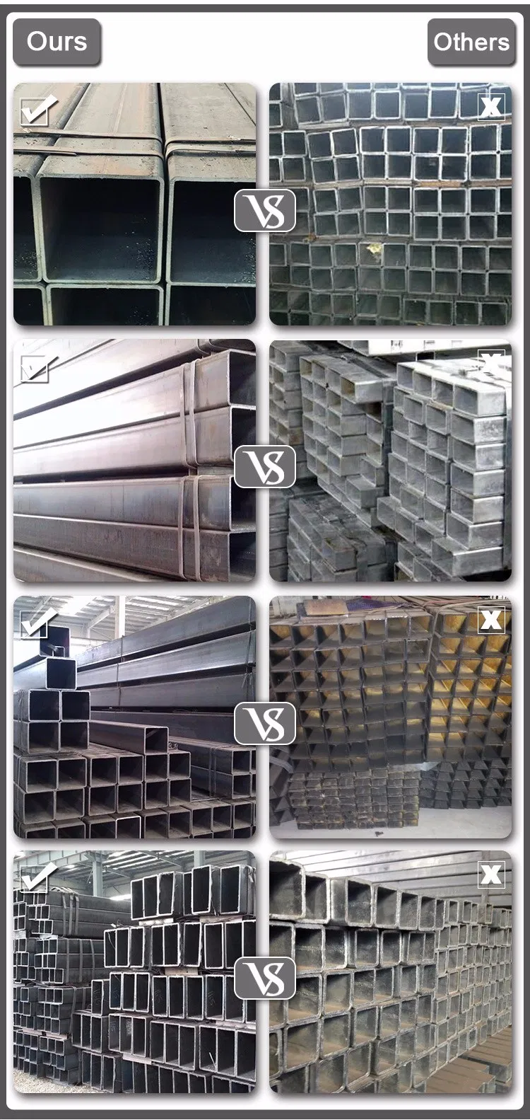 Pre Galvanized Steel Pipe20X20 - 200X200mm 0.8-2.0mm Thickness Gi Square/Rectangular Tube